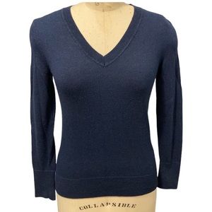 Banana Republic Basic Navy V-Neck Cotton Blend Sweater XS